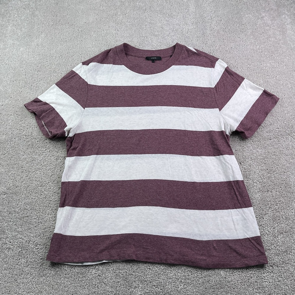 Vince Shirt Mens Large Red White Wide Stripes Cotton Crewneck‎ Short Sleeve Tee